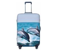 LHBWCVN Cute Dolphin Luggage Cover for Suitcase Tsa Approved, Washable Suitcase Protector Fits 18-32 Inch Anti-scratch Suitcase Cover Carry on Luggage Sleeve Travel Baggage Cover, Black, XL