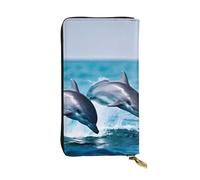 Lhbwcvn Cute Dolphin Wallet For Women Men Clutch Rfid Blocking Leather Wallets Large Capacity Purse Credit Card Holder Money Case With Zipper Phone Holder Long Travel Purse, Black, One Size