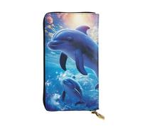Lhbwcvn Cute Dolphins Wallet For Women Men Clutch Rfid Blocking Leather Wallets Large Capacity Purse Credit Card Holder Money Case With Zipper Phone Holder Long Travel Purse, Black, One Size