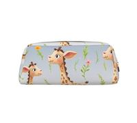 LHBWCVN Cute giraffe Pencil Case Large Capacity Pencil Pouch Aesthetic Pen Bag Leather Makeup Bag for Women Men Travel Toiletry Bags Zipper Cosmetic Bag Wide-open Coin Pouch Purse