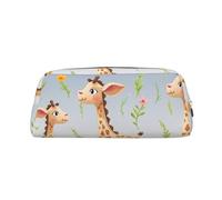 LHBWCVN Cute giraffe Pencil Case Large Capacity Pencil Pouch Aesthetic Pen Bag Leather Makeup Bag for Women Men Travel Toiletry Bags Zipper Cosmetic Bag Wide-open Coin Pouch Purse