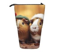 LHBWCVN Cute Guinea Pigs Cosmetics Bag Standing Pencil Case Telescopic Pencil Bag Portable Pencil Holder Cute Stand up Pencil Pouch for Women Men Travel Coin Pouch Purse