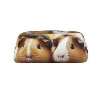 LHBWCVN Cute Guinea Pigs Pencil Case Large Capacity Pencil Pouch Aesthetic Pen Bag Leather Makeup Bag for Women Men Travel Toiletry Bags Zipper Cosmetic Bag Wide-open Coin Pouch Purse, Silver, One