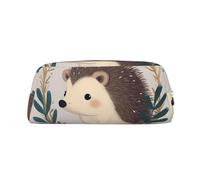 LHBWCVN Cute Little Hedgehog Pencil Case Large Capacity Pencil Pouch Aesthetic Pen Bag Leather Makeup Bag for Women Men Travel Toiletry Bags Zipper Cosmetic Bag Wide-open Coin Pouch Purse, Silver, One