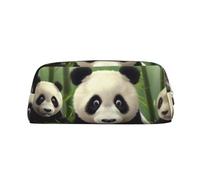 LHBWCVN Cute panda Pencil Case Large Capacity Pencil Pouch Aesthetic Pen Bag Leather Makeup Bag for Women Men Travel Toiletry Bags Zipper Cosmetic Bag Wide-open Coin Pouch Purse, Gold, One Size