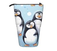 LHBWCVN Cute Penguins Cosmetics Bag Standing Pencil Case Telescopic Pencil Bag Portable Pencil Holder Cute Stand up Pencil Pouch for Women Men Travel Coin Pouch Purse