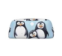 LHBWCVN Cute Penguins Pencil Case Large Capacity Pencil Pouch Aesthetic Pen Bag Leather Makeup Bag for Women Men Travel Toiletry Bags Zipper Cosmetic Bag Wide-open Coin Pouch Purse, Silver, One Size