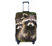 LHBWCVN Cute Raccoon Luggage Cover for Suitcase Tsa Approved, Washable Suitcase Protector Fits 18-32 Inch Anti-scratch Suitcase Cover Carry on Luggage Sleeve Travel Baggage Cover, Black, XL