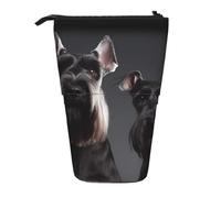 LHBWCVN Cute schnauzer dog Cosmetics Bag Standing Pencil Case Telescopic Pencil Bag Portable Pencil Holder Cute Stand up Pencil Pouch for Women Men Travel Coin Pouch Purse