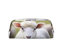 LHBWCVN Cute Sheep Lamb Pencil Case Large Capacity Pencil Pouch Aesthetic Pen Bag Leather Makeup Bag for Women Men Travel Toiletry Bags Zipper Cosmetic Bag Wide-open Coin Pouch Purse