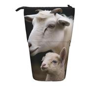 LHBWCVN Cute Sheep with Mother Cosmetics Bag Standing Pencil Case Telescopic Pencil Bag Portable Pencil Holder Cute Stand up Pencil Pouch for Women Men Travel Coin Pouch Purse
