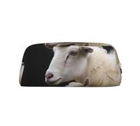 LHBWCVN Cute Sheep with Mother Pencil Case Large Capacity Pencil Pouch Aesthetic Pen Bag Leather Makeup Bag for Women Men Travel Toiletry Bags Zipper Cosmetic Bag Wide-open Coin Pouch Purse, Gold, One