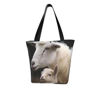 LHBWCVN Cute Sheep with Mother Tote Bag for Women Top-Handle Purse Large Shoulder Hobo Bags Casual Handbags Aesthetic Shopping Bag Reusable Grocery Bag Zipper Work Bag Travel Beach Bag