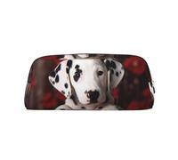 LHBWCVN dalmatian puppy Pencil Case Large Capacity Pencil Pouch Aesthetic Pen Bag Leather Makeup Bag for Women Men Travel Toiletry Bags Zipper Cosmetic Bag Wide-open Coin Pouch Purse, Silver, One Size
