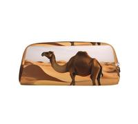 LHBWCVN Desert Sand Camel Pencil Case Large Capacity Pencil Pouch Aesthetic Pen Bag Leather Makeup Bag for Women Men Travel Toiletry Bags Zipper Cosmetic Bag Wide-open Coin Pouch Purse, Gold, One size