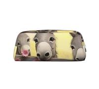 LHBWCVN donkey and flower Pencil Case Large Capacity Pencil Pouch Aesthetic Pen Bag Leather Makeup Bag for Women Men Travel Toiletry Bags Zipper Cosmetic Bag Wide-open Coin Pouch Purse