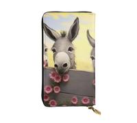 Lhbwcvn Donkey And Flower Wallet For Women Men Clutch Rfid Blocking Leather Wallets Large Capacity Purse Credit Card Holder Money Case With Zipper Phone Holder Long Travel Purse, Black, One Size