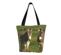 LHBWCVN Donkey on green meadow Tote Bag for Women Top-Handle Purse Large Shoulder Hobo Bags Casual Handbags Aesthetic Shopping Bag Reusable Grocery Bag Zipper Work Bag Travel Beach Bag