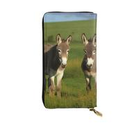 Lhbwcvn Donkey On Green Meadow Wallet For Women Men Clutch Rfid Blocking Leather Wallets Large Capacity Purse Credit Card Holder Money Case With Zipper Phone Holder Long Travel Purse, Black, One Size
