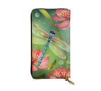 Lhbwcvn Dragonflies And Flowers Wallet For Women Men Clutch Rfid Blocking Leather Wallets Large Capacity Purse Credit Card Holder Money Case With Zipper Phone Holder Long Travel Purse, Black, One Size