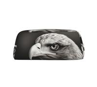 LHBWCVN Eagle black and white Pencil Case Large Capacity Pencil Pouch Aesthetic Pen Bag Leather Makeup Bag for Women Men Travel Toiletry Bags Zipper Cosmetic Bag Wide-open Coin Pouch Purse, Silver