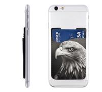 LHBWCVN Eagle black and white Phone Wallet Stick On, Phone Card Holder for Women Men, Slim Adhesive Credit Card Holder for Back of Cellphone Case, Leather ID Cards Pocket Wallets for Phone Case