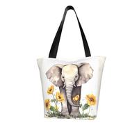 LHBWCVN Elephant and Sunflower Tote Bag for Women Top-Handle Purse Large Shoulder Hobo Bags Casual Handbags Aesthetic Shopping Bag Reusable Grocery Bag Zipper Work Bag Travel Beach Bag