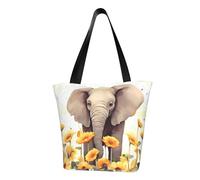 LHBWCVN Elephant and Sunflower Tote Bag for Women Top-Handle Purse Large Shoulder Hobo Bags Casual Handbags Aesthetic Shopping Bag Reusable Grocery Bag Zipper Work Bag Travel Beach Bag