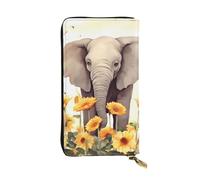 Lhbwcvn Elephant And Sunflower Wallet For Women Men Clutch Rfid Blocking Leather Wallets Large Capacity Purse Credit Card Holder Money Case With Zipper Phone Holder Long Travel Purse, Black, One Size