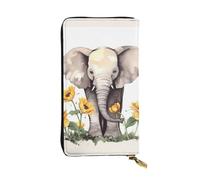 Lhbwcvn Elephant And Sunflower Wallet For Women Men Clutch Rfid Blocking Leather Wallets Large Capacity Purse Credit Card Holder Money Case With Zipper Phone Holder Long Travel Purse, Black, One Size