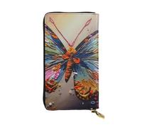 Lhbwcvn Embroidery Colorful Butterfly Wallet For Women Men Clutch Rfid Blocking Leather Wallets Large Capacity Purse Credit Card Holder Money Case With Zipper Phone Holder Long Travel Purse, Black,