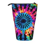 LHBWCVN Exotic Tribe Tie Dye Style Cosmetics Bag Standing Pencil Case Telescopic Pencil Bag Portable Pencil Holder Cute Stand up Pencil Pouch for Women Men Travel Coin Pouch Purse