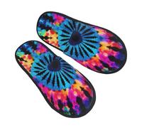 LHBWCVN Exotic Tribe Tie Dye Style Slipper Fuzzy Memory Foam House Slippers for Women Men Slip-on Warm Plush Trendy Bedroom Slippers Casual Indoor Outdoor House Shoes, Black, Large