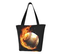 LHBWCVN Fire Baseball Tote Bag for Women Top-Handle Purse Large Shoulder Hobo Bags Casual Handbags Aesthetic Shopping Bag Reusable Grocery Bags Zipper