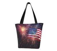 LHBWCVN Firework American Flag 4Th of July Tote Bag for Women Top-Handle Purse Large Shoulder Hobo Bags Casual Handbags Aesthetic Shopping Bag Reusable Grocery Bag Zipper Work Bag Travel Beach Bag