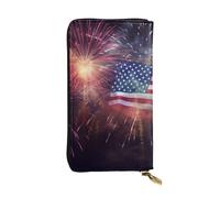 Lhbwcvn Firework American Flag 4th Of July Wallet For Women Men Clutch Rfid Blocking Leather Wallets Large Capacity Purse Credit Card Holder Money Case With Zipper Phone Holder Long Travel Purse,