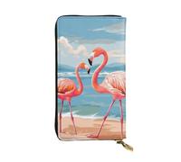 Lhbwcvn Flamingo Beach Wallet For Women Men Clutch Rfid Blocking Leather Wallets Large Capacity Purse Credit Card Holder Money Case With Zipper Phone Holder Long Travel Purse, Black, One Size