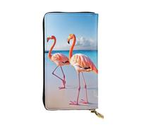 Lhbwcvn Flamingo On Beach Wallet For Women Men Clutch Rfid Blocking Leather Wallets Large Capacity Purse Credit Card Holder Money Case With Zipper Phone Holder Long Travel Purse, Black, One Size
