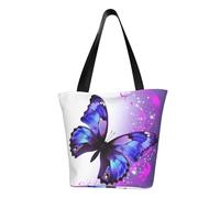 LHBWCVN Flower Butterfly Tote Bag for Women Top-Handle Purse Large Shoulder Hobo Bags Casual Handbags Aesthetic Shopping Bag Reusable Grocery Bag Zipper Work Bag Travel Beach Bag
