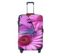 LHBWCVN Flower purple butterfly Luggage Cover for Suitcase Tsa Approved, Washable Suitcase Protector Fits 18-32 Inch Anti-scratch Suitcase Cover Carry on Luggage Sleeve Travel Baggage Cover, Black, S