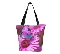 LHBWCVN Flower purple butterfly Tote Bag for Women Top-Handle Purse Large Shoulder Hobo Bags Casual Handbags Aesthetic Shopping Bag Reusable Grocery Bag Zipper Work Bag Travel Beach Bag