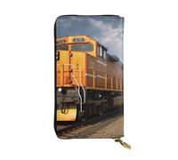 Lhbwcvn Freight Train Wallet For Women Men Clutch Rfid Blocking Leather Wallets Large Capacity Purse Credit Card Holder Money Case With Zipper Phone Holder Long Travel Purse, Black, One Size