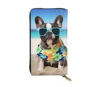 Lhbwcvn French Bulldog Summer Wallet For Women Men Clutch Rfid Blocking Leather Wallets Large Capacity Purse Credit Card Holder Money Case With Zipper Phone Holder Long Travel Purse, Black, One Size