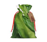 LHBWCVN Fresh banana leaves Christmas Drawstring Gift Bags with Tags, Xmas Gift Bags with Red Christmas Ribbon, Reusable Gift Wrapping Bag Fabric Goody Gift Sacks for Party Presents Decorations