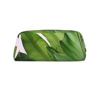 LHBWCVN Fresh banana leaves Pencil Case Large Capacity Pencil Pouch Aesthetic Pen Bag Leather Makeup Bag for Women Men Travel Toiletry Bags Zipper Cosmetic Bag Wide-open Coin Pouch Purse, Gold, One