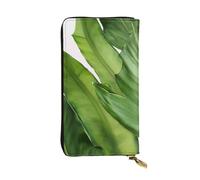 Lhbwcvn Fresh Banana Leaves Wallet For Women Men Clutch Rfid Blocking Leather Wallets Large Capacity Purse Credit Card Holder Money Case With Zipper Phone Holder Long Travel Purse, Black, One Size