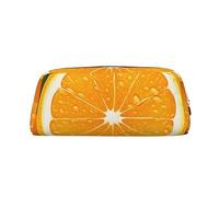 LHBWCVN Fresh Orange Fruit Pencil Case Large Capacity Pencil Pouch Aesthetic Pen Bag Leather Makeup Bag for Women Men Travel Toiletry Bags Zipper Cosmetic Bag Wide-open Coin Pouch Purse