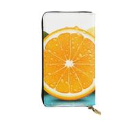 Lhbwcvn Fresh Orange Fruit Wallet For Women Men Clutch Rfid Blocking Leather Wallets Large Capacity Purse Credit Card Holder Money Case With Zipper Phone Holder Long Travel Purse, Black, One Size