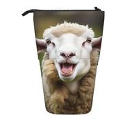LHBWCVN Funny Naughty Sheep Tongue Cute Animal Cosmetics Bag Standing Pencil Case Telescopic Pencil Bag Portable Pencil Holder Cute Stand up Pencil Pouch for Women Men Travel Coin Pouch Purse