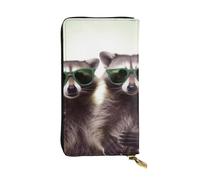 Lhbwcvn Funny Raccoon Green Sunglasses Wallet For Women Men Clutch Rfid Blocking Leather Wallets Large Capacity Purse Credit Card Holder Money Case With Zipper Phone Holder Long Travel Purse, Black,
